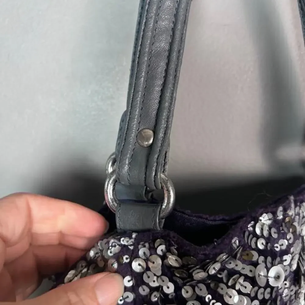 Anthropologie‎ Jasper and Jeera bag holiday sequin silver sparkle monochrome